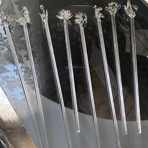 Cute Elegant Clear  crystal Glass Stir Sticks 8